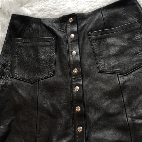 SOLD! Reformation 100% leather black Tucson skirt - Picture 3 of 7